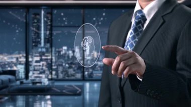 Yapay zeka mühendisliği, büyük veri ve yapay zeka makinesi kavramında yapay zeka beyin işlemcisiyle iş desteği için üretken yapay zeka kullanmayı öğrenen insan etkileşimi. Kullanıcı Kimliği