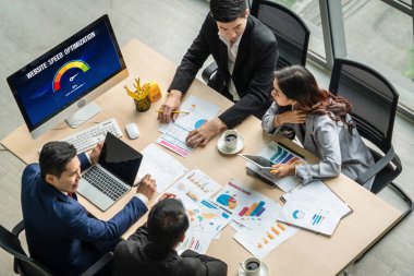 Computer software evaluating website loading speed. Concept of improving website loading speed snugly.