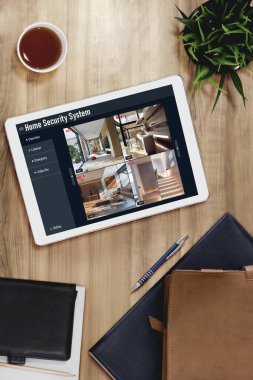 Online home security system showing live view of cctv cameras around the private property snugly