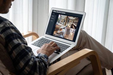 Online home security system showing live view of cctv cameras around the private property snugly