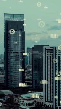 İş verileri analitik arayüzü akıllı şehrin üzerinde uçuyor ve iş zekasının geleceğini değiştiriyor. Stratejik plan için büyük verileri analiz etmek için bilgisayar yazılımı ve yapay zeka kullanılır .