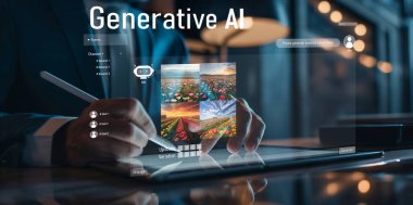 Yapay zeka mühendisliği, büyük veri ve yapay zeka makinesi kavramında yapay zeka beyin işlemcisiyle iş desteği için üretken yapay zeka kullanmayı öğrenen insan etkileşimi. EIDE