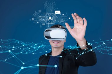 Yapay zeka sanal asistanı Chatbot ile yapay zeka konsepti ile insan etkileşimi, yapay zeka mühendisliği, LLM yapay zeka derin öğrenimi iş desteği için üretken yapay zeka kullanımı. FaaS