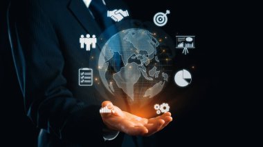 İş adamı küresel pazarlama ve finans konusunda uzmandır. Küresel pazarların karmaşıklığını, stratejileri ve pazarlama erişimini geliştirmek. Küresel finans ve pazarlama UUID 'sinde başarı