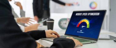 Computer software evaluating website loading speed. Concept of improving website loading speed snugly.