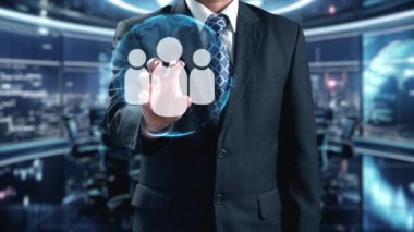 İş adamı ağ kurar, değerli bağlantılar kurar. Profesyonel ağı ve fırsatları genişletmek için etkili insan ağ oluşturma stratejileri UUID