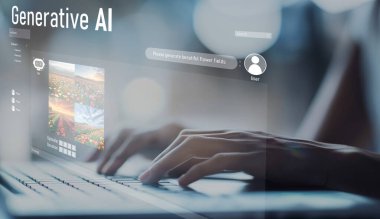 Yapay zeka mühendisliği, büyük veri ve yapay zeka makinesi kavramında yapay zeka beyin işlemcisiyle iş desteği için üretken yapay zeka kullanmayı öğrenen insan etkileşimi. EIDE