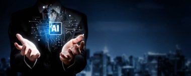 Yapay zeka mühendisliği, büyük veri ve yapay zeka makinesi kavramında yapay zeka beyin işlemcisiyle iş desteği için üretken yapay zeka kullanmayı öğrenen insan etkileşimi. Faas