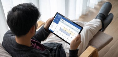Calendar on computer software application for schedule planning for personal organizer and online business snugly