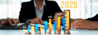 Yeni Yıl 2025 Modern Ofiste Mali Büyüme ve Yatırım Stratejileri Konsepti Yeni Yıl Mevduatı 2025 İş Planları ve Görünümleri
