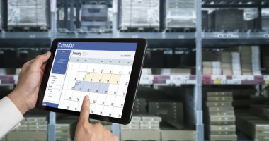 Calendar on computer software application for schedule planning for personal organizer and online business snugly