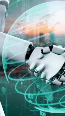Futuristic robot artificial intelligence huminoid AI for industrial factory technology development and machine learning concept. robotic bionic science research for future of human life. 3D rendering.