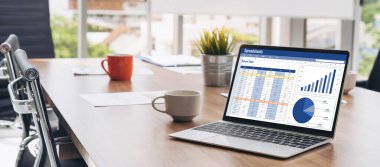 Spreadsheet document information financial startup concept. data and graphs in spreadsheet documents for online analysis project dashboard accounting digital snugly