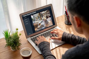 Online home security system showing live view of cctv cameras around the private property snugly