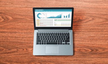 Spreadsheet document information financial startup concept. data and graphs in spreadsheet documents for online analysis project dashboard accounting digital snugly