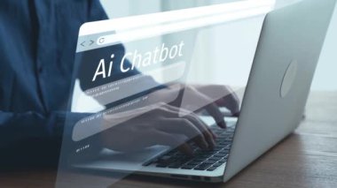 Yapay zeka sanal asistanı Chatbot ile yapay zeka konsepti ile insan etkileşimi, yapay zeka mühendisliği, LLM yapay zeka derin öğrenimi iş desteği için üretken yapay zeka kullanımı. Kullanıcı Kimliği