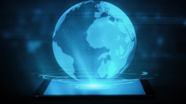 Gelecekçi robot yapay zeka yapay zeka yapay zekayı aydınlatıyor ve makine öğrenme kavramını geliştiriyor. İnsan hayatının geleceği için küresel robot kuantum bilimi araştırması. 3B görüntüleme grafiği.