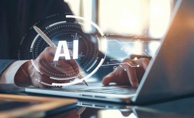 Yapay zeka mühendisliği, büyük veri ve yapay zeka makinesi kavramında yapay zeka beyin işlemcisiyle iş desteği için üretken yapay zeka kullanmayı öğrenen insan etkileşimi. EIDE