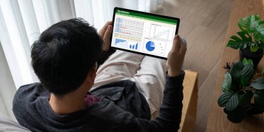 Spreadsheet document information financial startup concept. data and graphs in spreadsheet documents for online analysis project dashboard accounting digital snugly