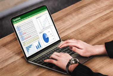 Spreadsheet document information financial startup concept. data and graphs in spreadsheet documents for online analysis project dashboard accounting digital snugly