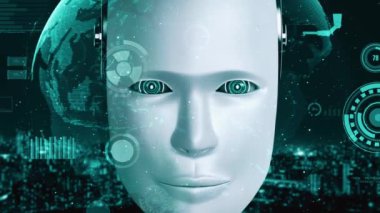 Futuristic robot artificial intelligence huminoid AI for industrial factory technology development and machine learning concept. robotic bionic science research for future of human life. 3D rendering.