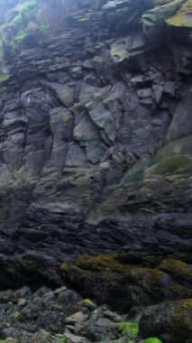 İzlanda, Hellnar 'daki Rocky kıyı şeridi manzarası. Hellnar, Batı İzlanda 'daki Snaefellsjokull buz örtüsünün altındaki en büyük balıkçı köylerinden biriydi..