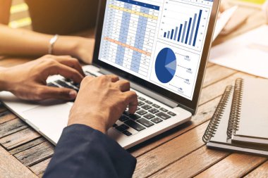 Spreadsheet document information financial startup concept. data and graphs in spreadsheet documents for online analysis project dashboard accounting digital snugly