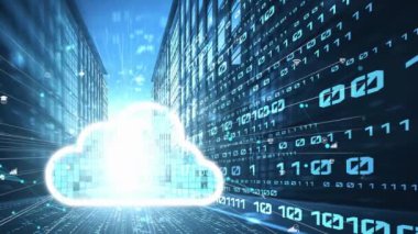 Akıllı paylaşım yazılımıyla bulut bilgisayarı ve çevrimiçi veri depolama. Yeni bilgi çağındaki küresel eğilimleri değiştiren akıllı dijital dönüşüm ve teknoloji bozulması kavramı .