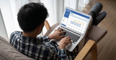 Calendar on computer software application for schedule planning for personal organizer and online business snugly