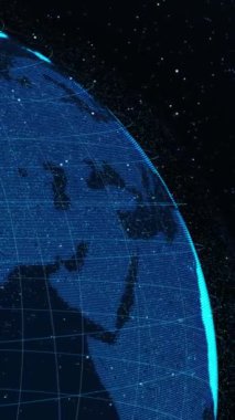 Uzayda dijital Dünya 'nın üç boyutlu yörünge dönüşü ağ teknolojisi kavramını gösteriyor. İnternet 'e bağlanan küresel hareket grafiği küresel iletişim ve bağlantı ağını sunar.