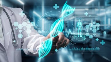 Laboratuvarda geçmişi bulanık dururken, doktorun DNA örneği hologramını göstermesine yakın dur. Teknoloji kullanarak genetik bozukluk analizi ve teşhisi koyan yetenekli bir tıp çalışanı. İyileştirici.