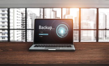 Yedek Depolama Verisi İnternet Teknolojisi İş Konsepti. Veritabanı depolama teknolojisi dosya aktarım paylaşımı, siber, büyük veri bilgileri, internet bankacılığı uygulaması indirme işlemi kolayca yapılır