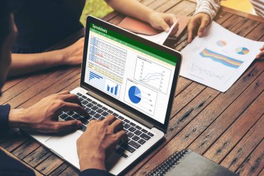 Spreadsheet document information financial startup concept. data and graphs in spreadsheet documents for online analysis project dashboard accounting digital snugly