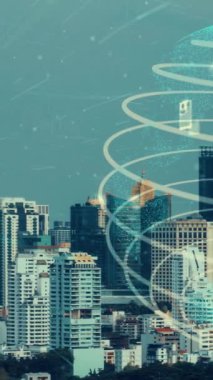 Akıllı şehirde küresel bağlantı ve internet ağı değişikliği. Gelecekteki kablosuz dijital bağlantı ve sosyal medya ağı kavramı .