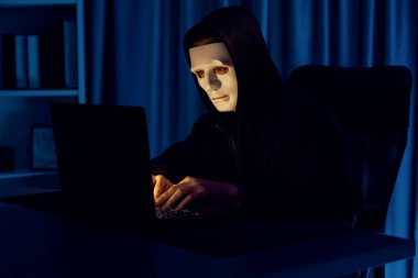 Beyaz suçlu anonim maskesi kodlama şifrelemesi yüklüyor. Programlama ile güvensiz mahremiyet sağlamaya çalışıyor. Bilgisayardan fidye için büyük bir veritabanı almaya çalışıyor. Bireysel.
