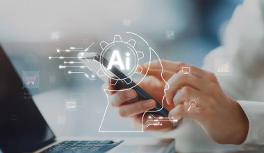 Yapay zeka mühendisliği, büyük veri ve yapay zeka makinesi kavramında yapay zeka beyin işlemcisiyle iş desteği için üretken yapay zeka kullanmayı öğrenen insan etkileşimi. EIDE