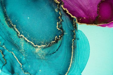 Mermer mürekkep soyut sanatının orijinal resmi. Örnek bir orjinal tablodan yüksek çözünürlüklü fotoğraf. Karargah kağıt dokusuna pürüzsüz mermer desen oluşturmak için soyut resim yapıldı.