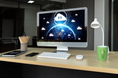 Mod uzak çalışma ve kişisel veri depolama için bulut hesaplama yazılımı