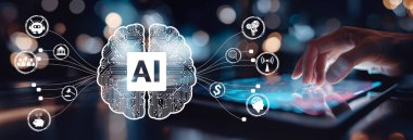 Yapay zeka mühendisliği, büyük veri ve yapay zeka makinesi kavramında yapay zeka beyin işlemcisiyle iş desteği için üretken yapay zeka kullanmayı öğrenen insan etkileşimi. EIDE