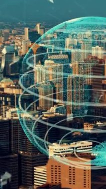 Akıllı şehirde küresel bağlantı ve internet ağı modernizasyonu. Gelecekteki 5G kablosuz dijital bağlantı ve sosyal medya ağı kavramı .
