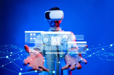 Yapay zeka mühendisliği, büyük veri ve yapay zeka makinesi kavramında yapay zeka beyin işlemcisiyle iş desteği için üretken yapay zeka kullanmayı öğrenen insan etkileşimi. EIDE