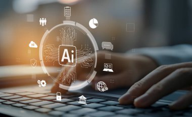 Yapay zeka mühendisliği, büyük veri ve yapay zeka makinesi kavramında yapay zeka beyin işlemcisiyle iş desteği için üretken yapay zeka kullanmayı öğrenen insan etkileşimi. EIDE