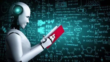 Robot hominoidlerin 3 boyutlu yorumlanması ve matematik veri analizlerinin çözümü gelecekteki matematik yapay zeka, veri madenciliği ve 4. endüstriyel otomasyon devrimi kavramları. .