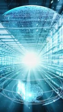 Fütürist küresel ağ ve dijital veri transferi 3D grafik. Yeni bilgi çağındaki küresel eğilimleri değiştiren akıllı dijital dönüşüm ve teknoloji bozulması kavramı .