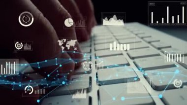 İstatistiksel yatırım karar verme metodolojisi, finans ve finans mühendisliği kavramını gösteren bilgisayar üzerindeki iş büyük veri ve finans analizlerinin yaratıcı görüntüsü .