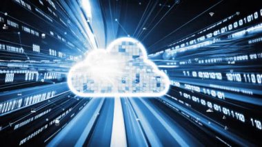 Akıllı paylaşım yazılımıyla bulut bilgisayarı ve çevrimiçi veri depolama. Yeni bilgi çağındaki küresel eğilimleri değiştiren akıllı dijital dönüşüm ve teknoloji bozulması kavramı .