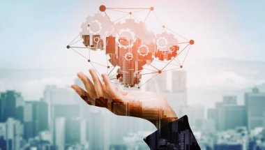 İş Finans Konsepti Yenilik Teknolojisi. Yenilikçi fikirlerin, araştırma ve geliştirme çalışmalarının sembolünü gösteren modern grafik arayüzü. uds