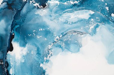 Mermer mürekkep soyut sanatının orijinal resmi. Örnek bir orjinal tablodan yüksek çözünürlüklü fotoğraf. Karargah kağıt dokusuna pürüzsüz mermer desen oluşturmak için soyut resim yapıldı.