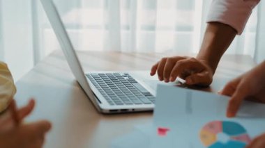 Panorama video of startup employee experience negative and stressful working environment due to business failure pressure or dissatisfication of plan from colleagues or manager behavior. Synergic