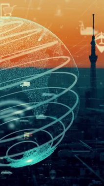 Akıllı şehirde küresel bağlantı ve internet ağı modernizasyonu. Gelecekteki 5G kablosuz dijital bağlantı ve sosyal medya ağı kavramı .